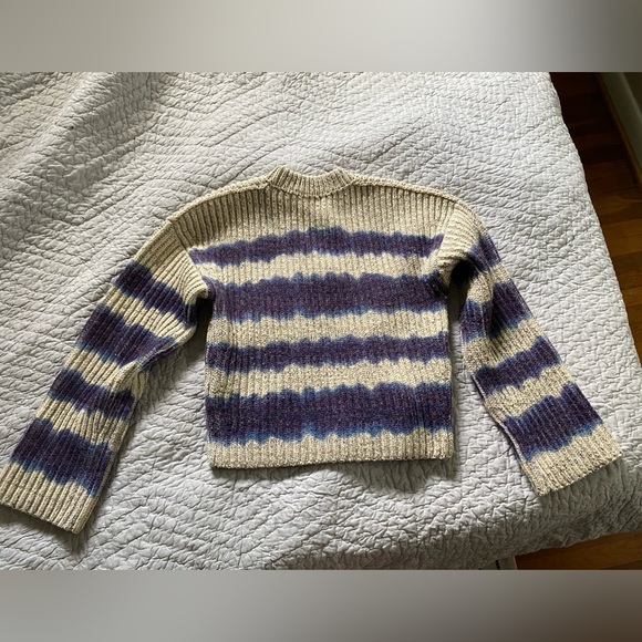 ACNE STUDIOS Kelecta Stripe Wool Blend Sweater In Beige/Blue - Picture 7 of 11